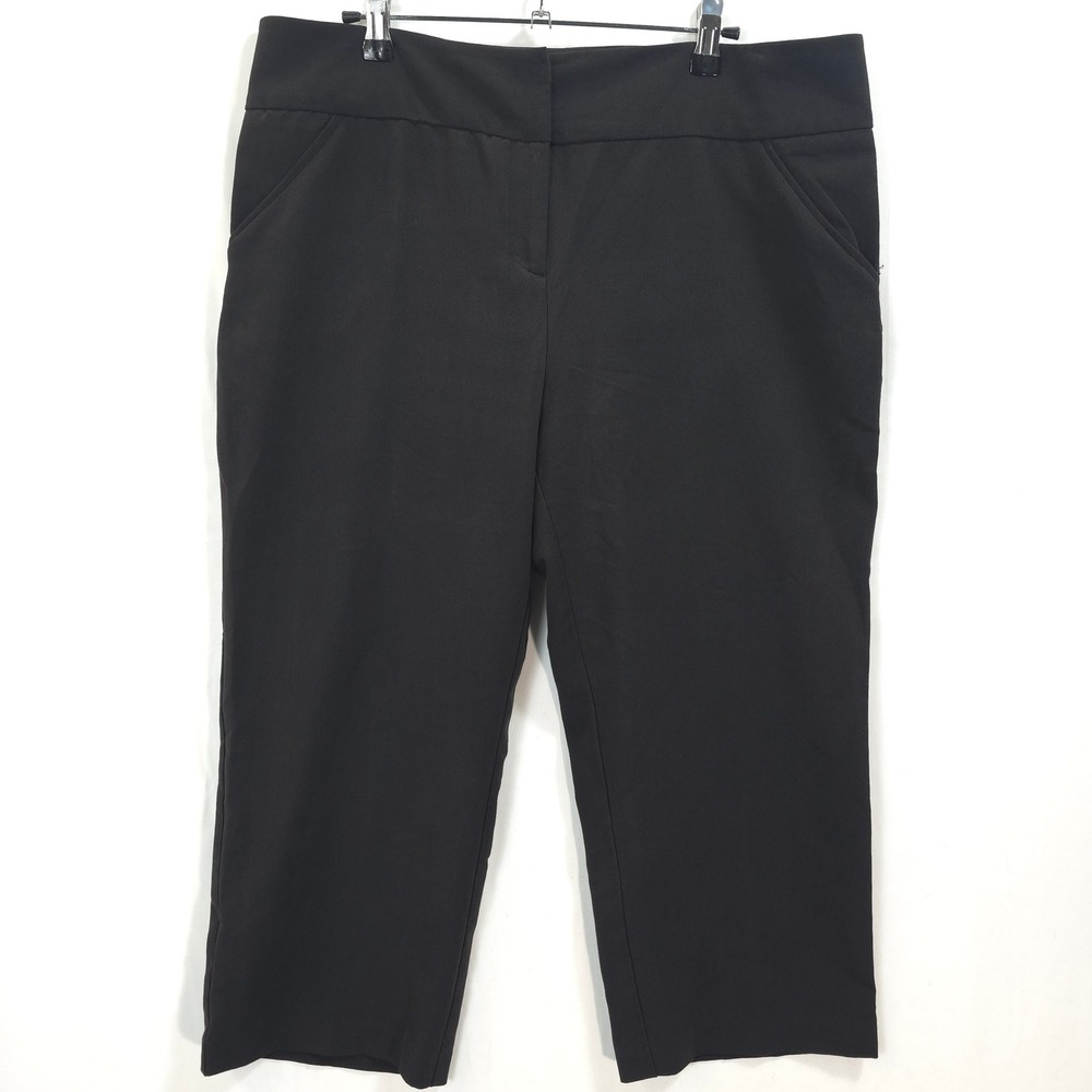 Nicole Miller Crop Pants Stretch Black Women 12 Professional Career Chic Office